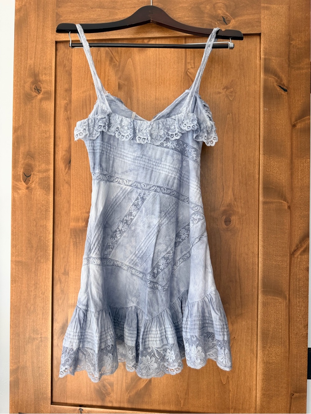 Lavine hand dyed dress Lace-Trim cotton mini dress